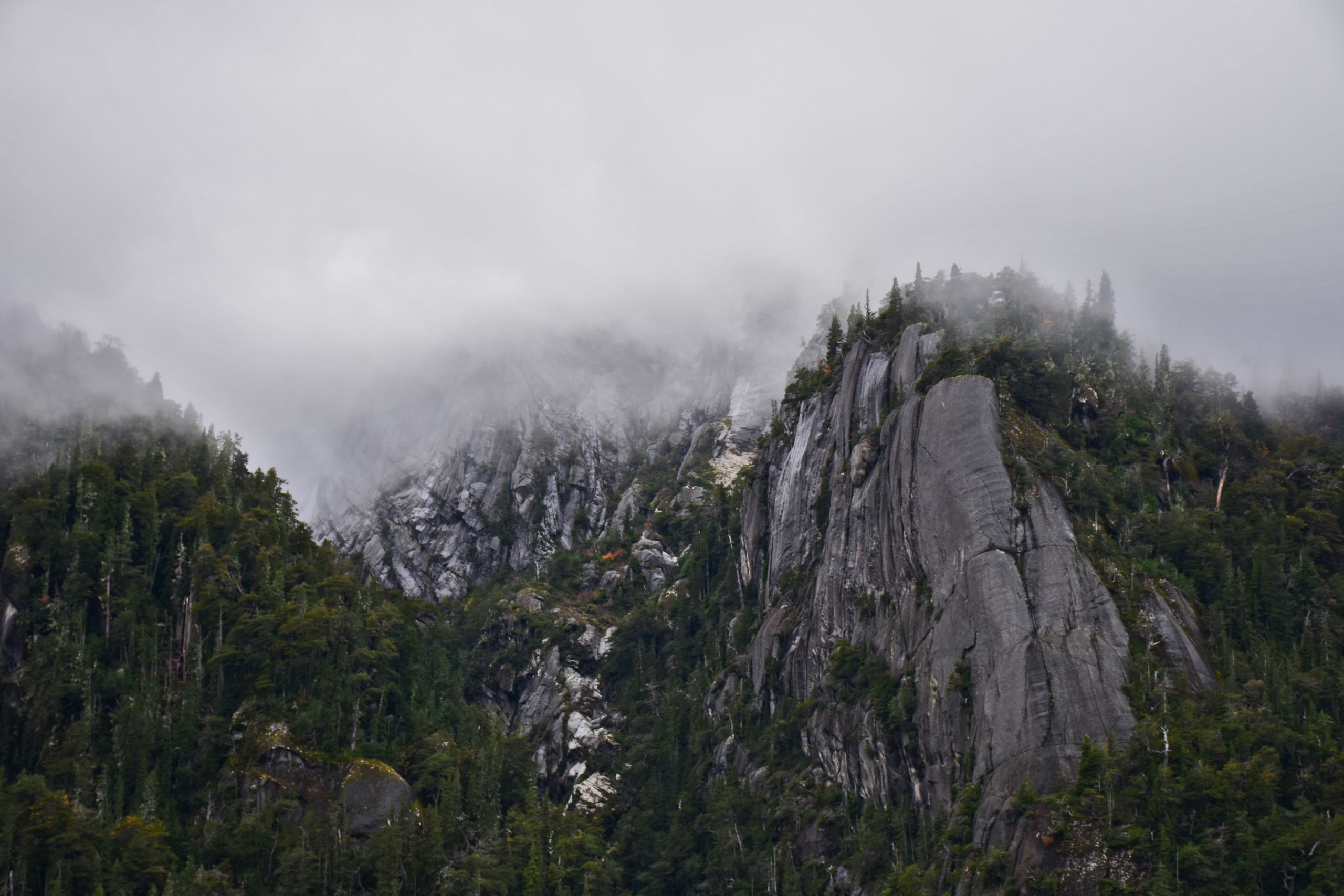 Misty mountain peaks